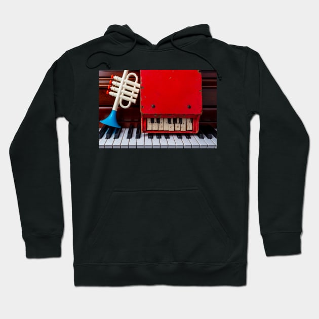 Toy Trumpet And Red Piano Hoodie by photogarry